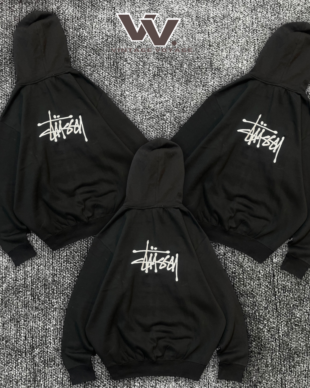 Stussy retravaillé style noir couleur sweat à capuche brodé 1512