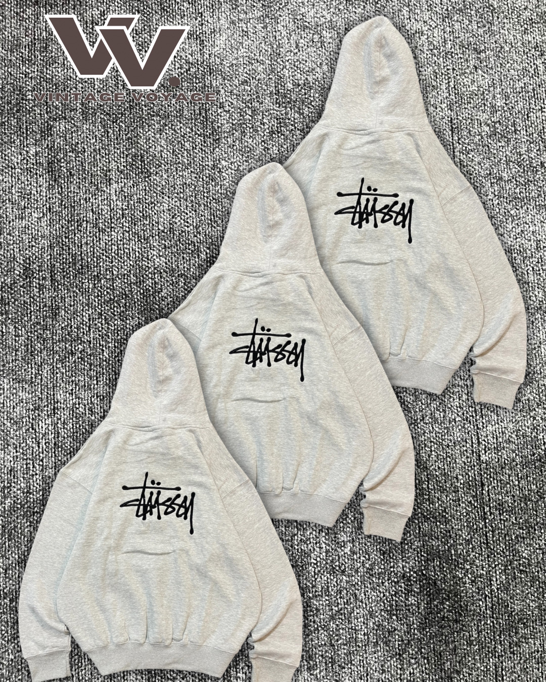 Stussy reworked style sudaderas con capucha gris 1512