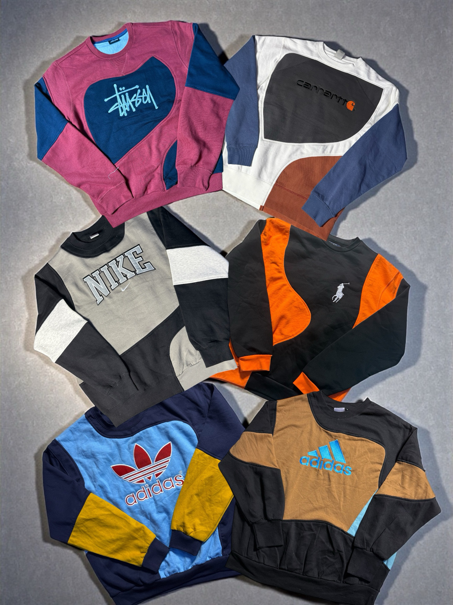 ミックスブランドパッチワークリワークスタイルスウェットシャツ