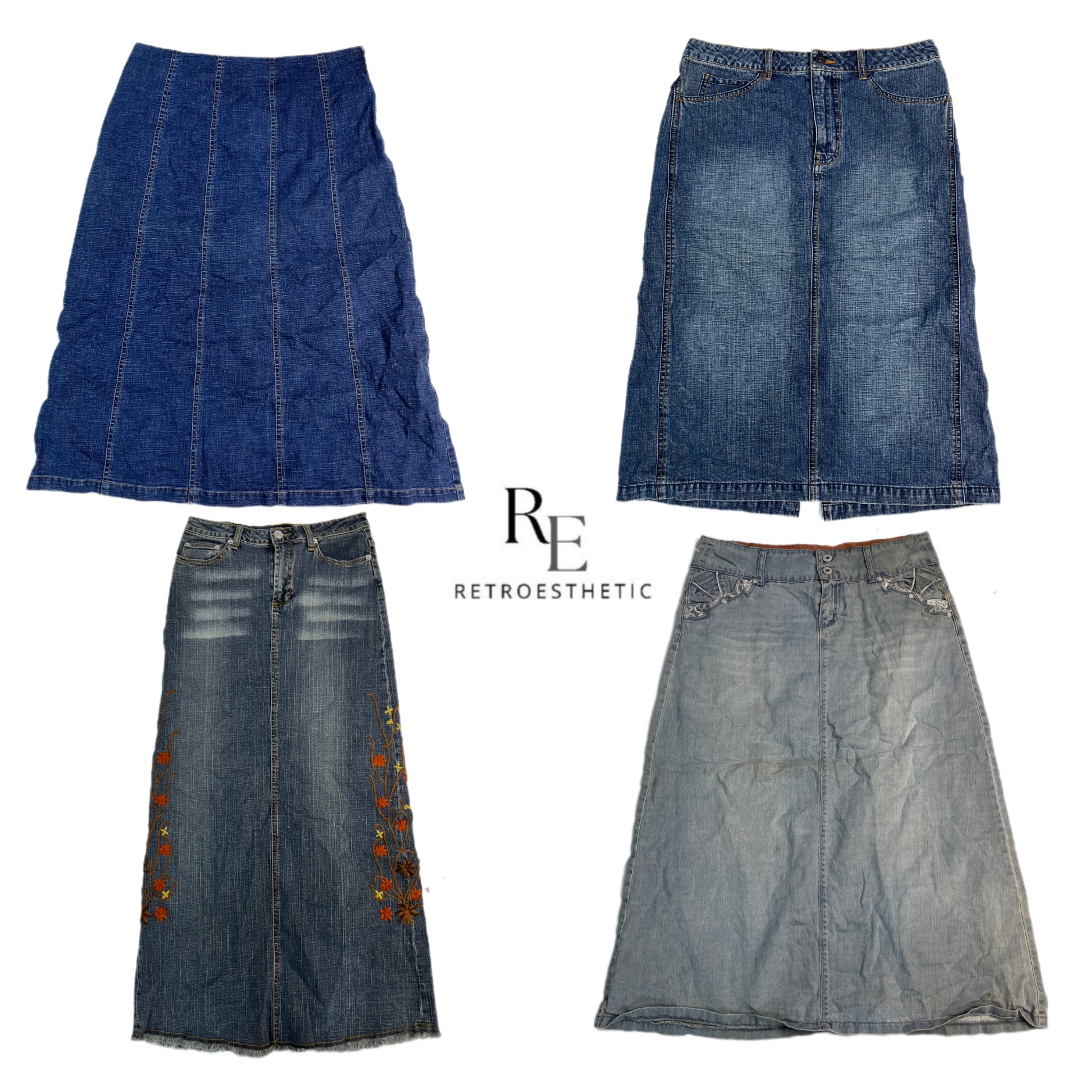 Saia Midi Denim Y2K NYC IT Girl RE-2645