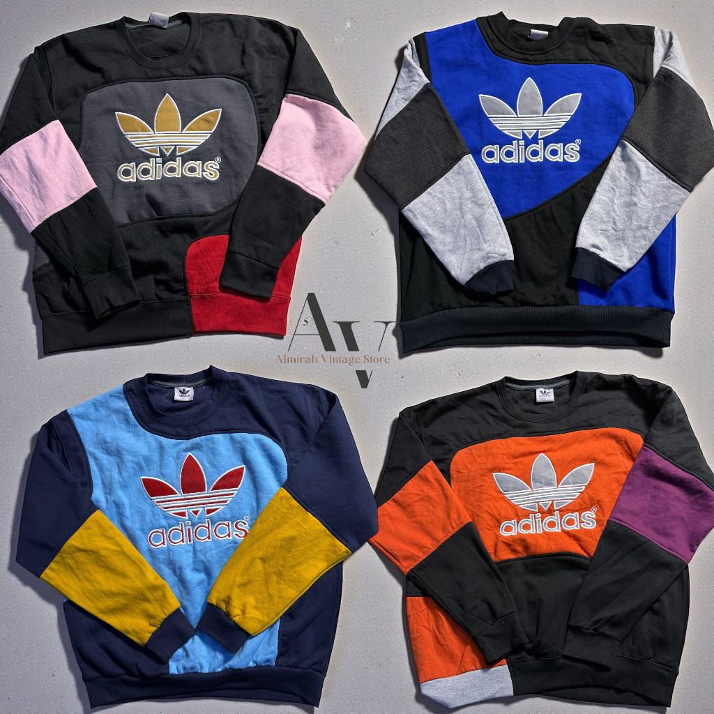Sudaderas de patchwork estilo rework de Adidas