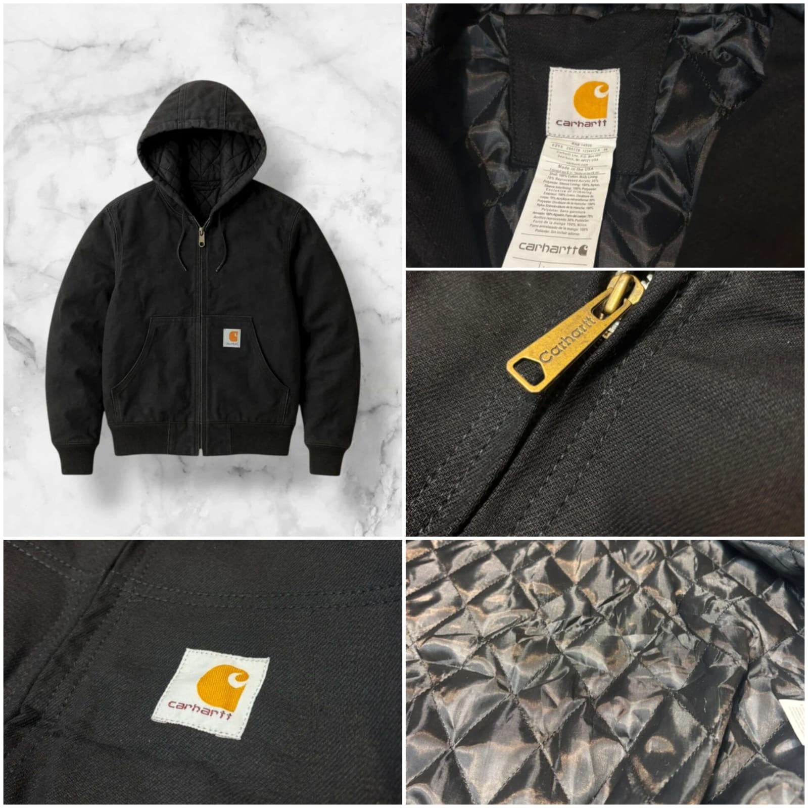 Chaquetas con capucha negras de estilo rework de Carhartt