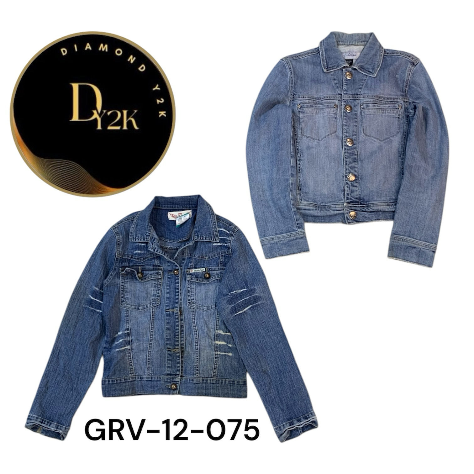 Y2K Denim Jacket Vintage 2000s Blue Jean Jacket Cr..