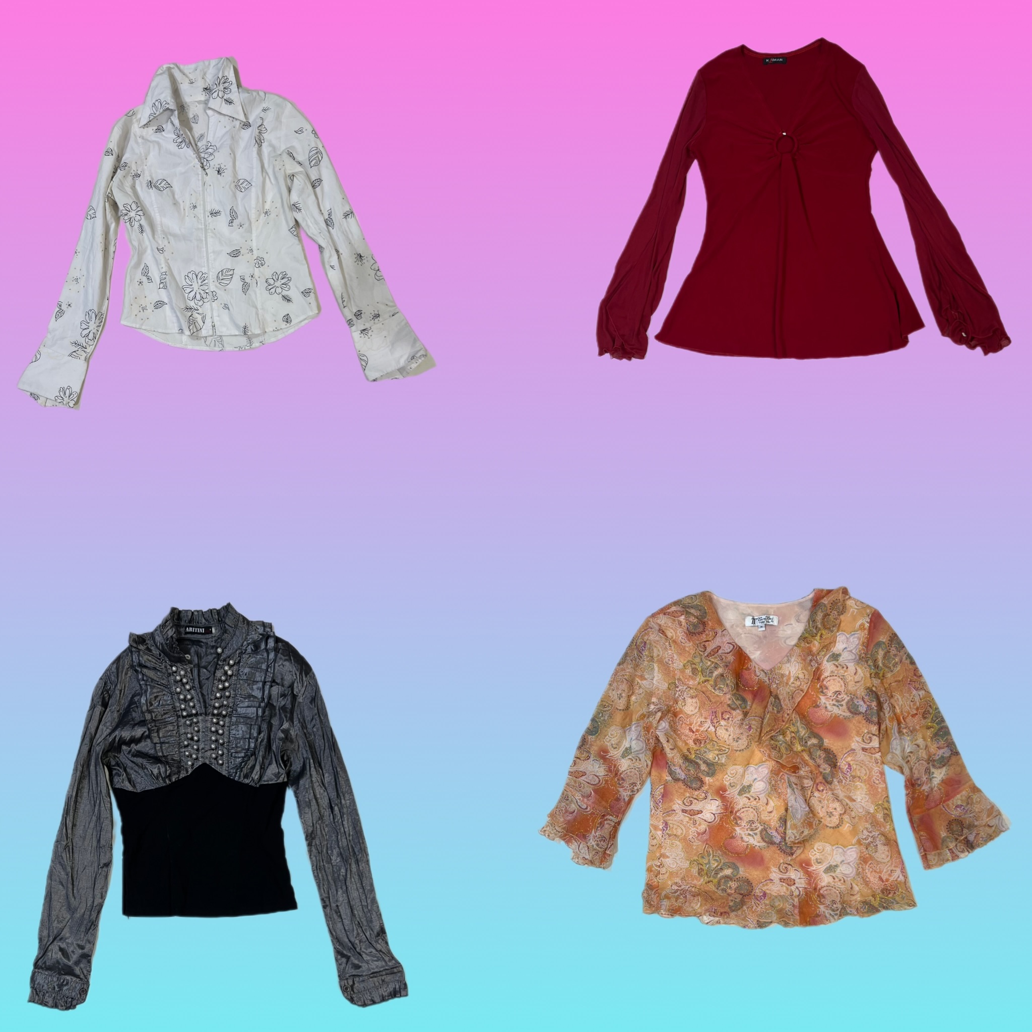 Haut à manches longues grunge Y2K (TS-1835)