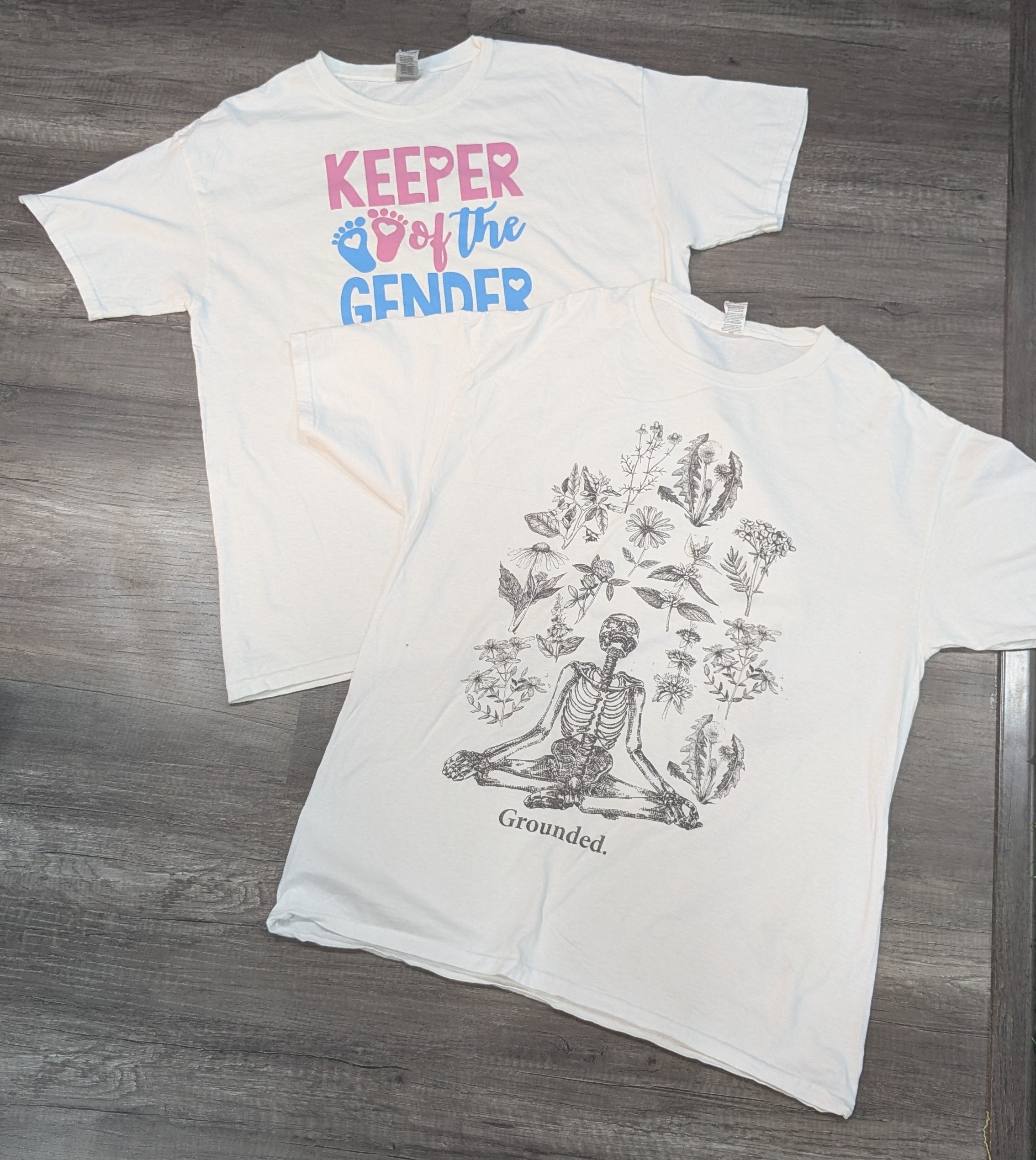 1455 - ヴィンテージスタイルホワイトプリントTシャツ