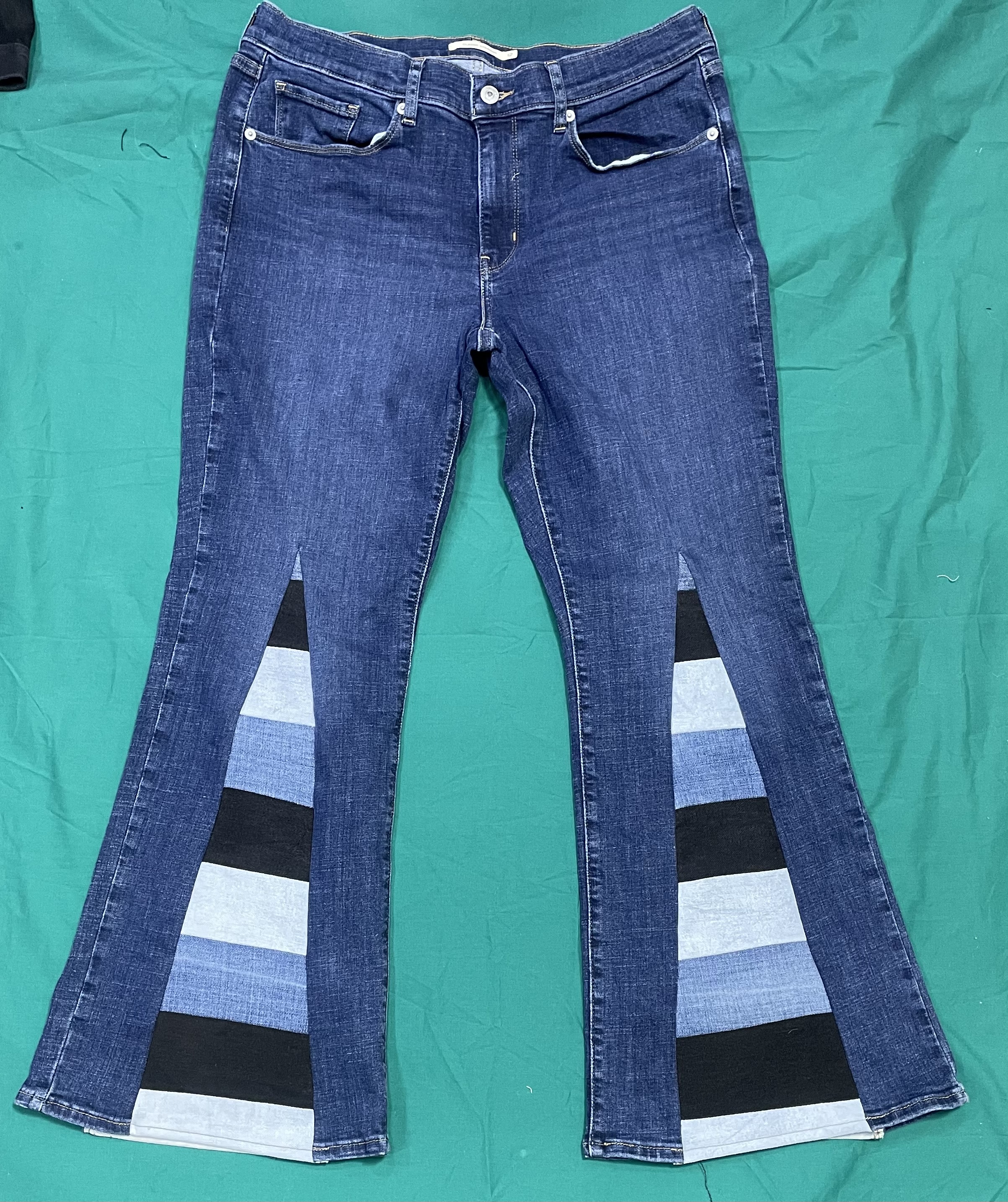 Upcycled Levi’s Multi Toned Denim Flared Jeans