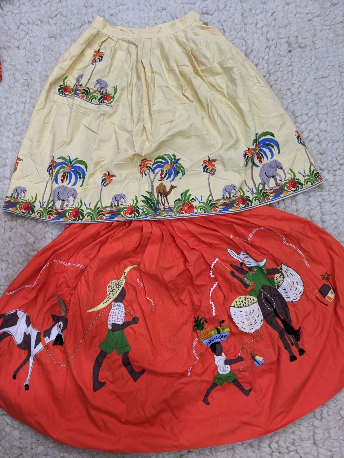 ヴィンテージスタイル刺繍スカートミックス