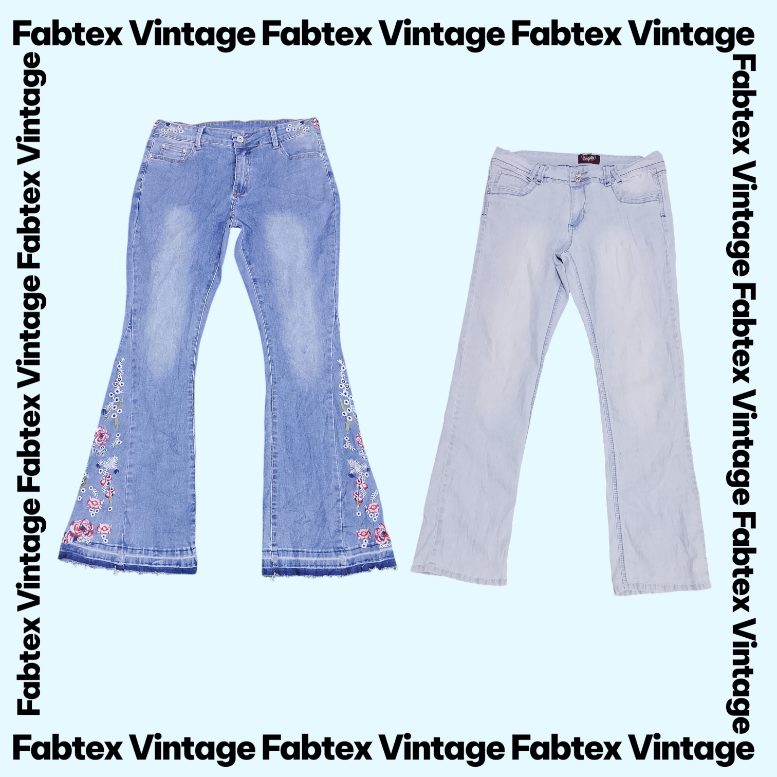 (FV-788) Y2K Flared Embellished Denim Jeans