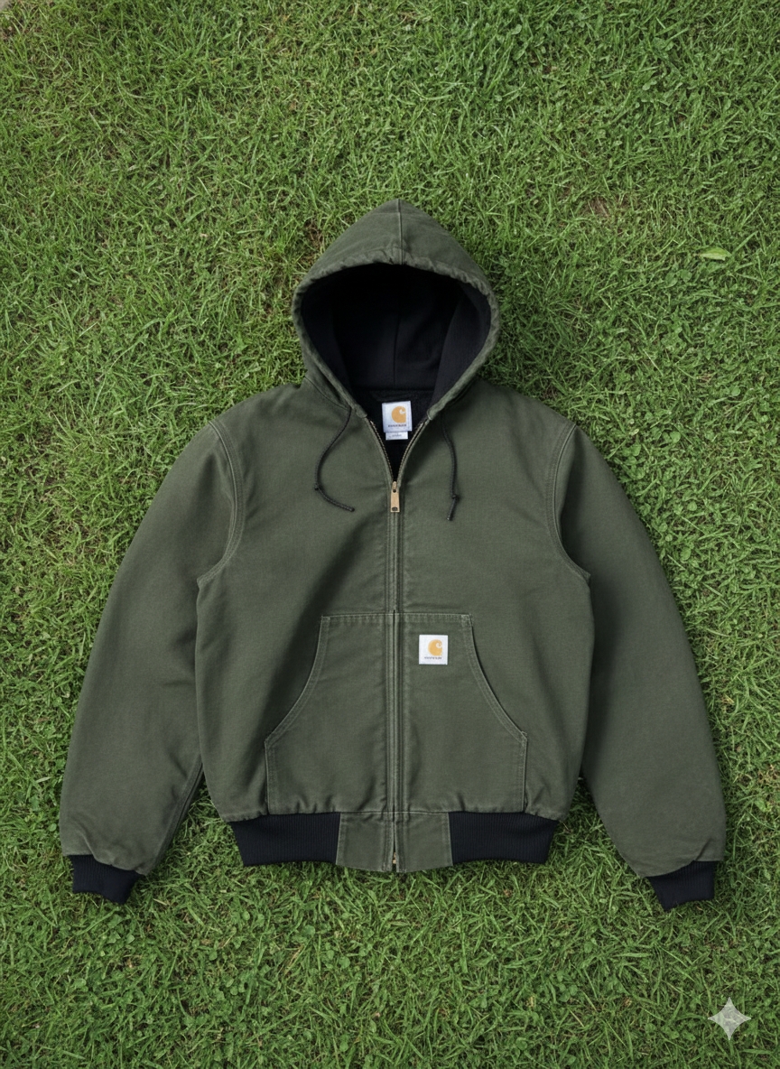 Carhartt rework style green hooded jackets