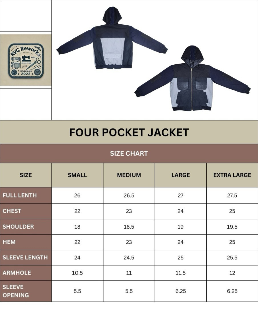 Upcycled 4 Pocket Canvas Hoodie Jacke