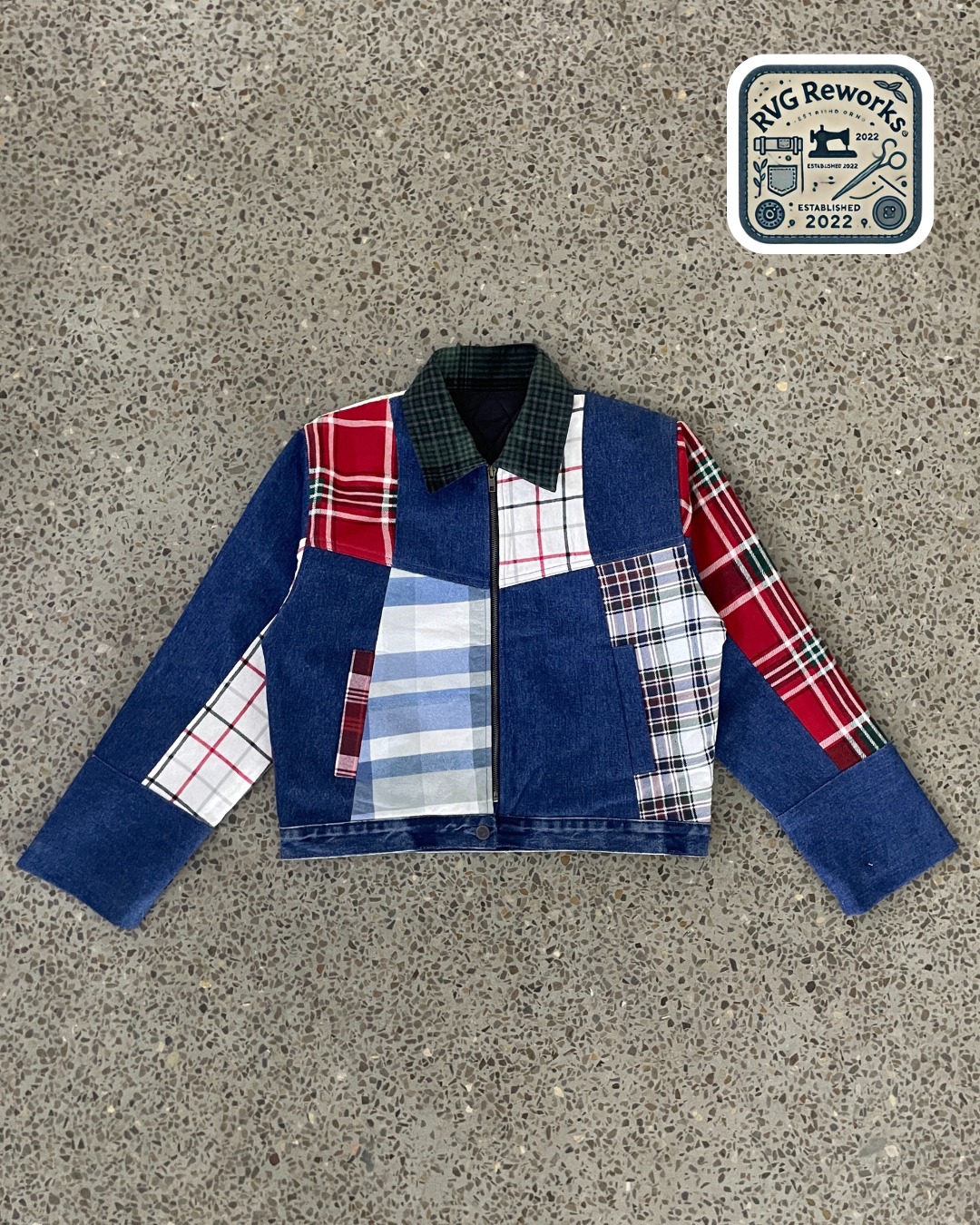 Upcycled Patchwork Denim Crop Jacket