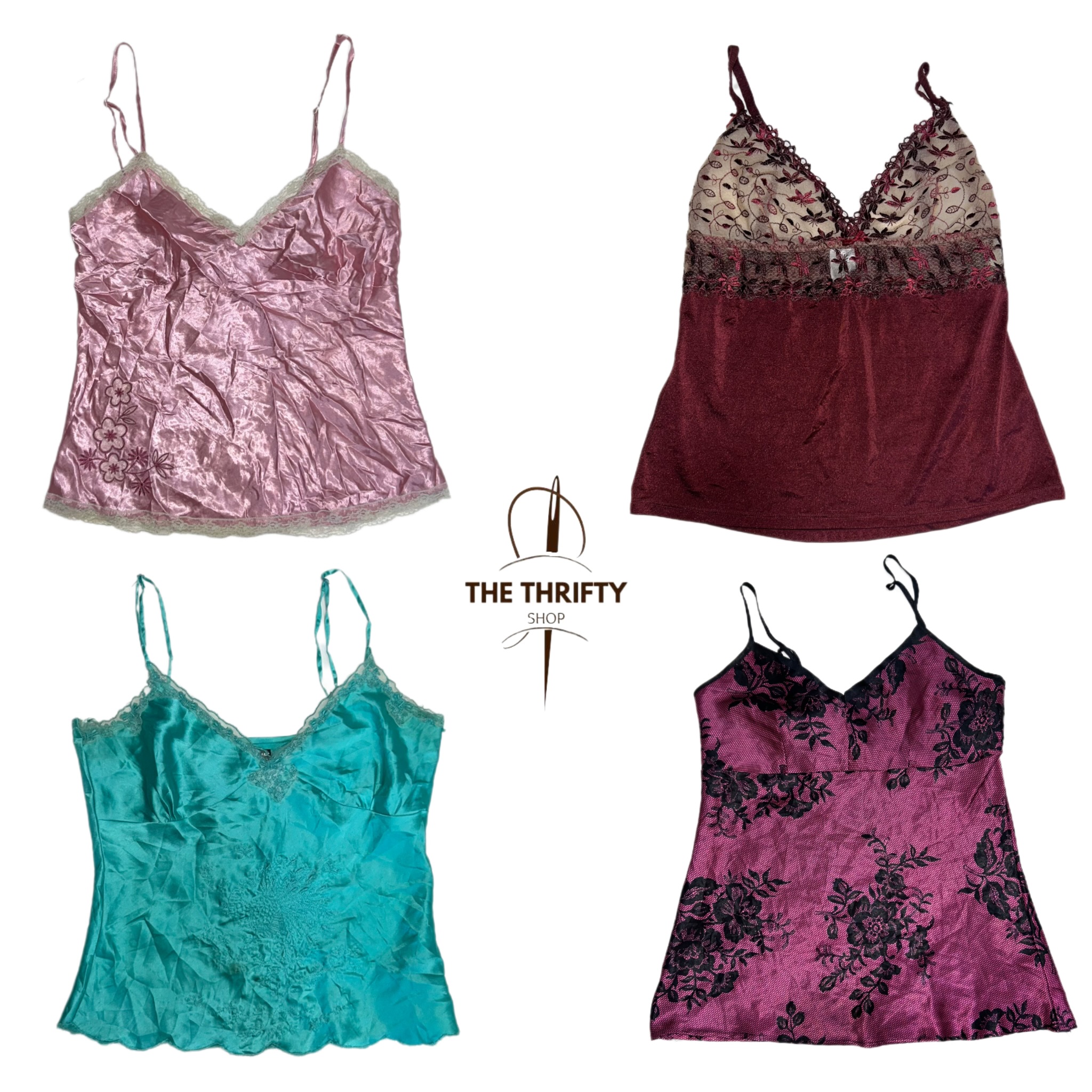 Y2k Colourfull Silk slip cami Tops (SU 274)