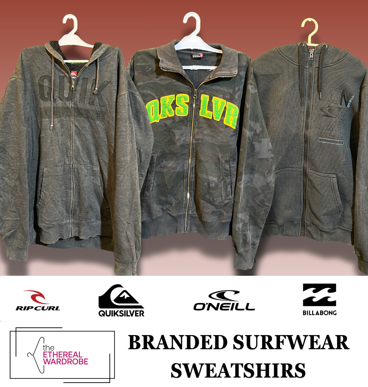 Moletões de Surfwear de Marcas incluindo QuikSilver, Oneil, Billabong e Ripcurl