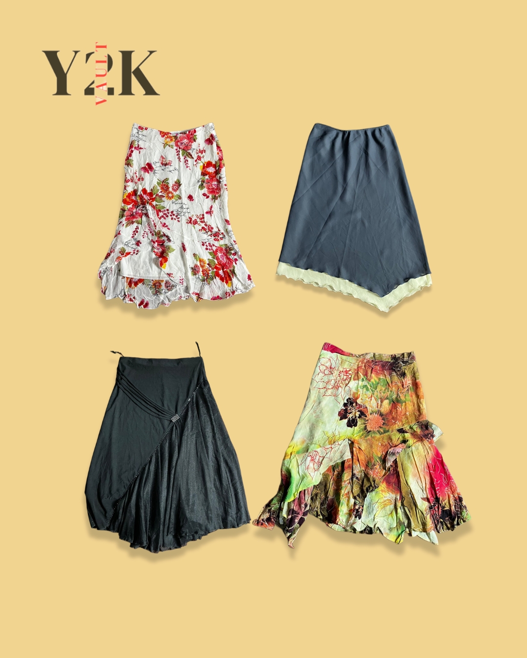 Conjunto de Saia com Barra de Lenço Y2K (Yv-534)