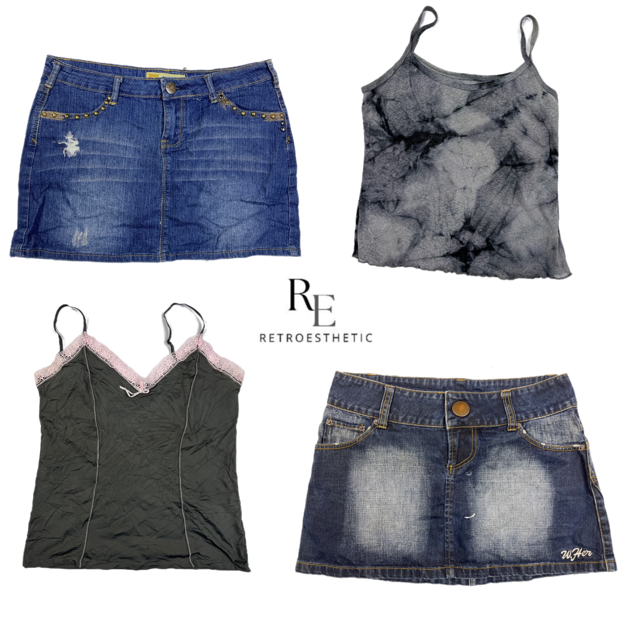 Y2K Edgy Girl Sexy Cami Tops & Mini Skirts RE-2650