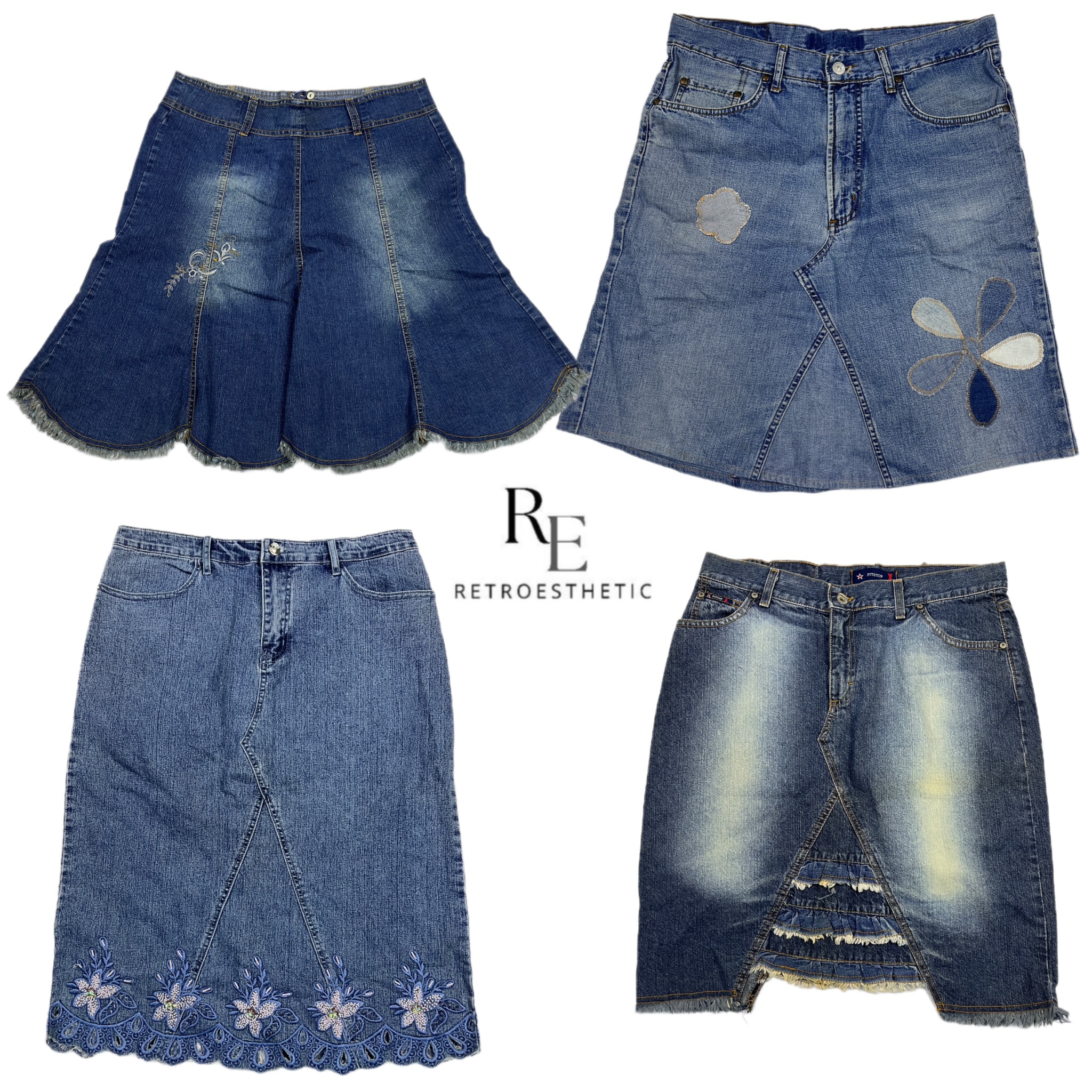 Y2K NYC IT Girl Denim Midi Skirts RE-2655