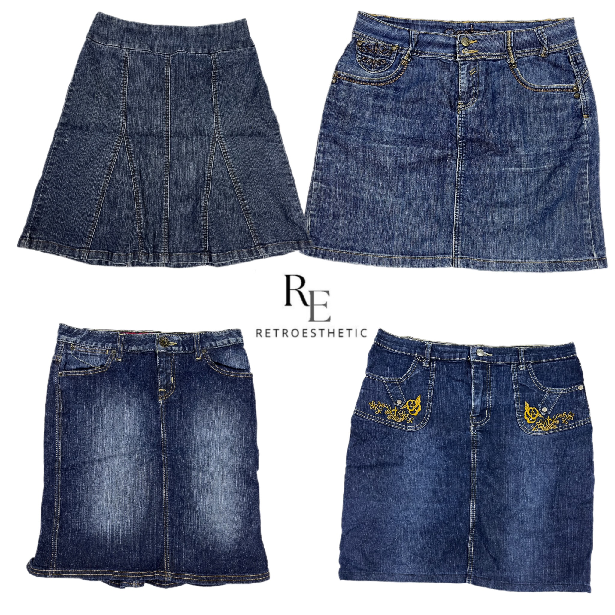 Y2K Edgy Girl Denim Midi Skirts RE-2659