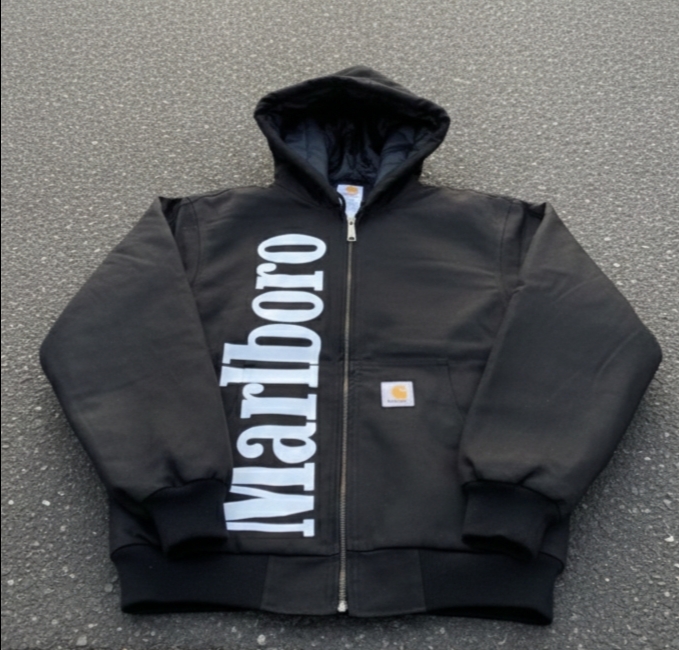 Carhartt malboro rework style black hooded jackets