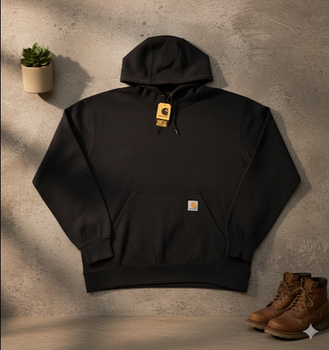 Carhartt rework style black pullover hoodie