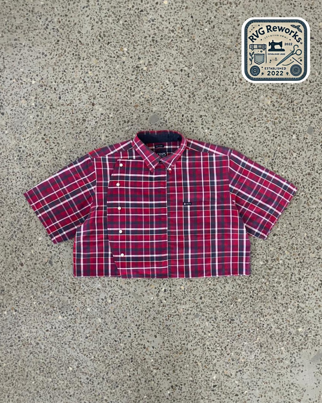 Upcycled Overlap Plaid Crop Shirt