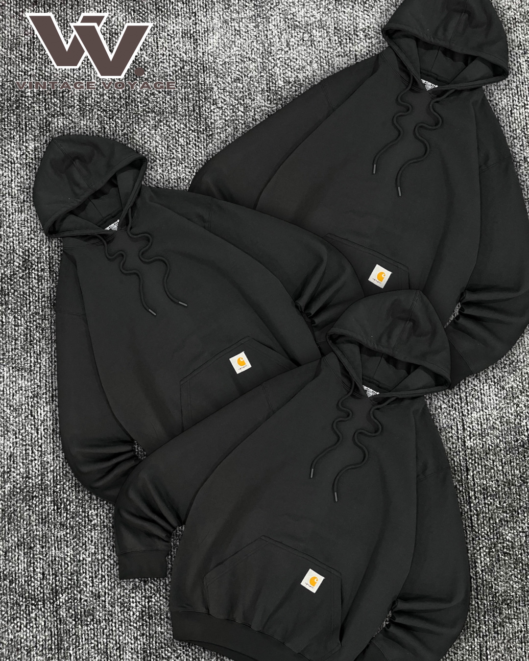 Carhartt estilo re trabajado sudadera con capucha color negro #1712