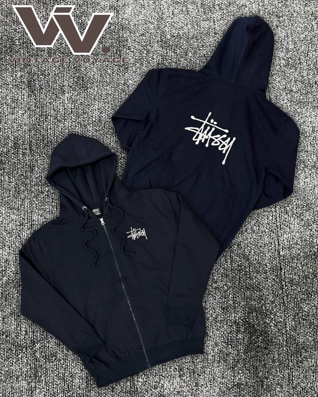 Stussy reworked style navy zipper hoodies #1712