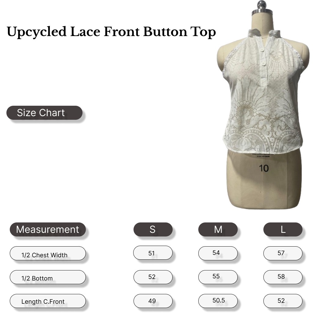 SS25 Upcycled Lace Front Button Halter Tops