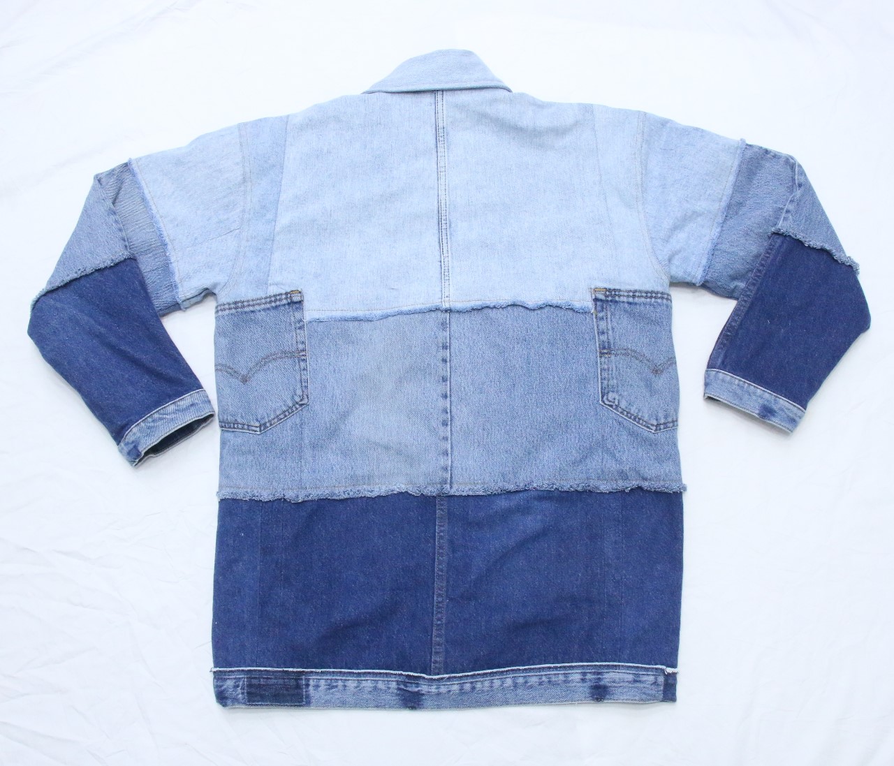 CR1043  Upcycled Patchwork Oversized Denim Jacket