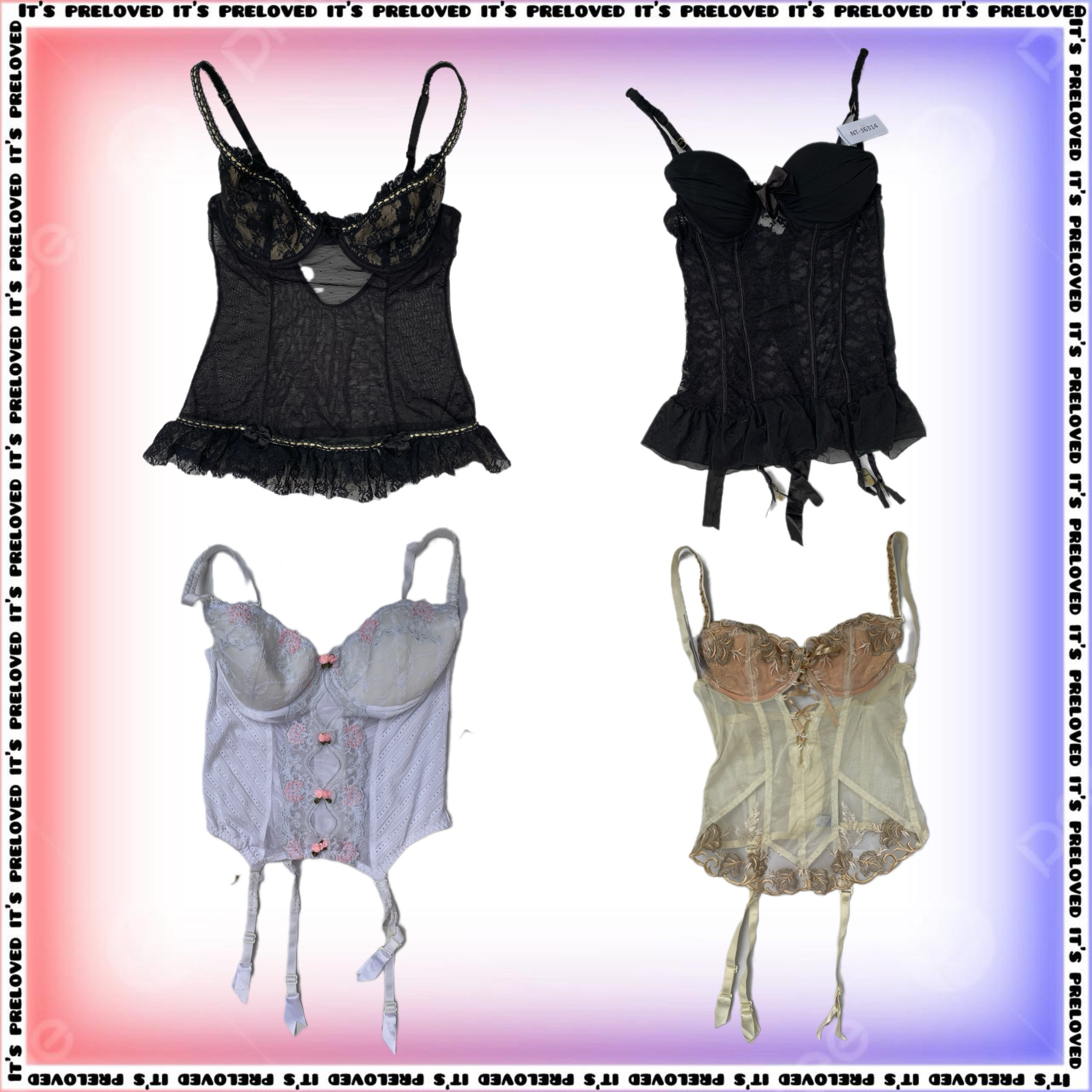 Coquette in Monochroome - Sheer Corset Tops (SS-1746)