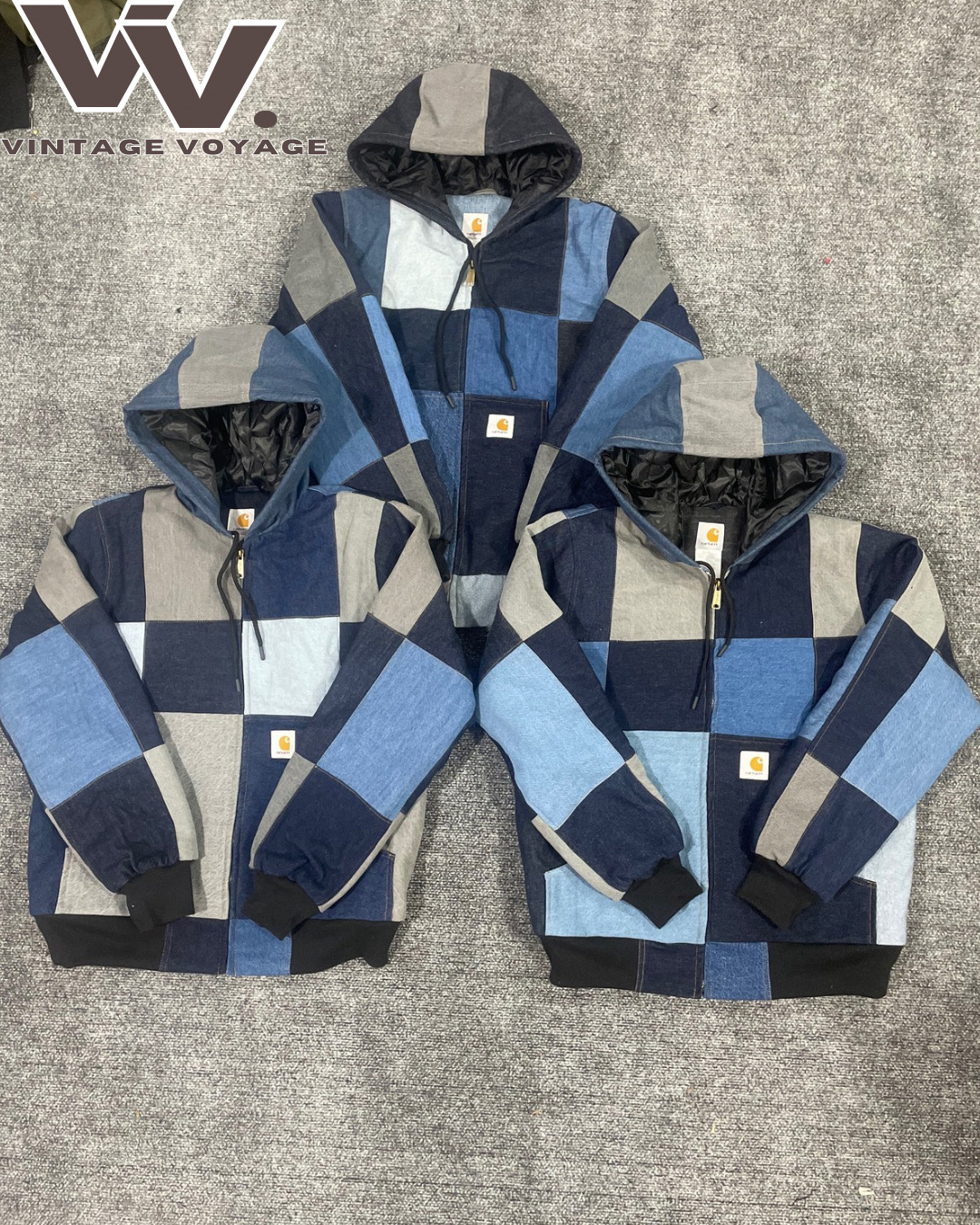 Carhartt reworked style denim patchwork active jacket #1812