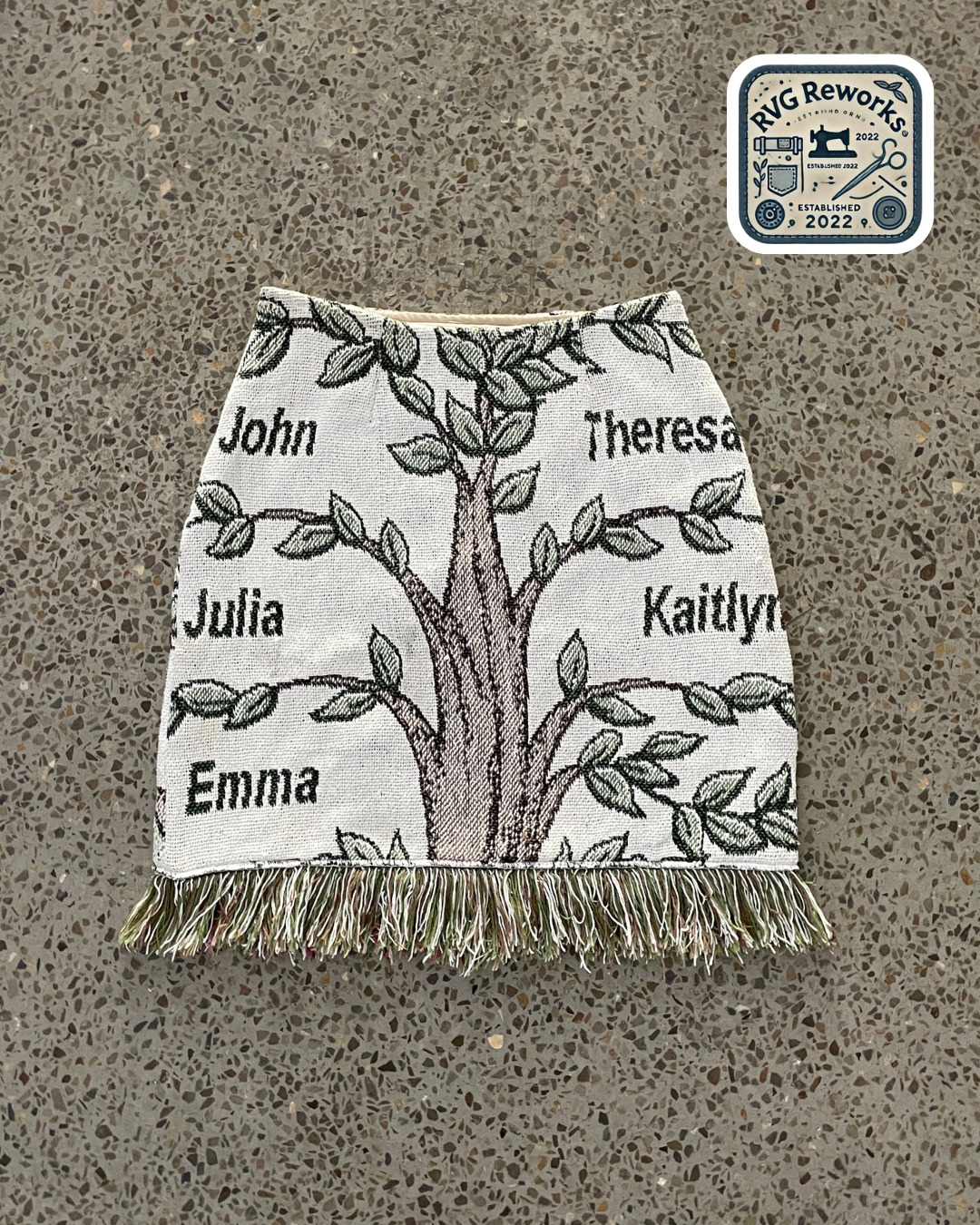 Upcycled Tapestry Fringe Skirt