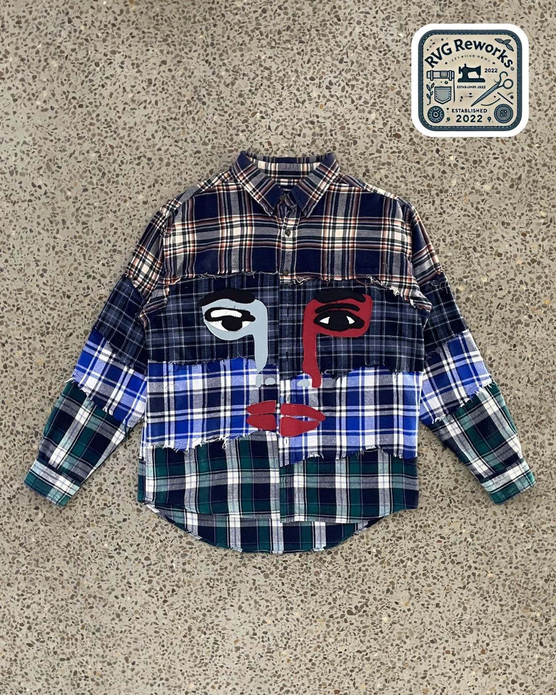 Upcycled Patchwork Face Flannel Shirt