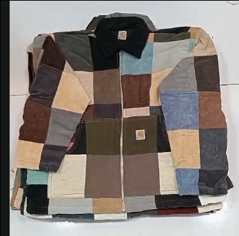 CR1052 Corduroy Colour-Block Upcycled Jacket Mix