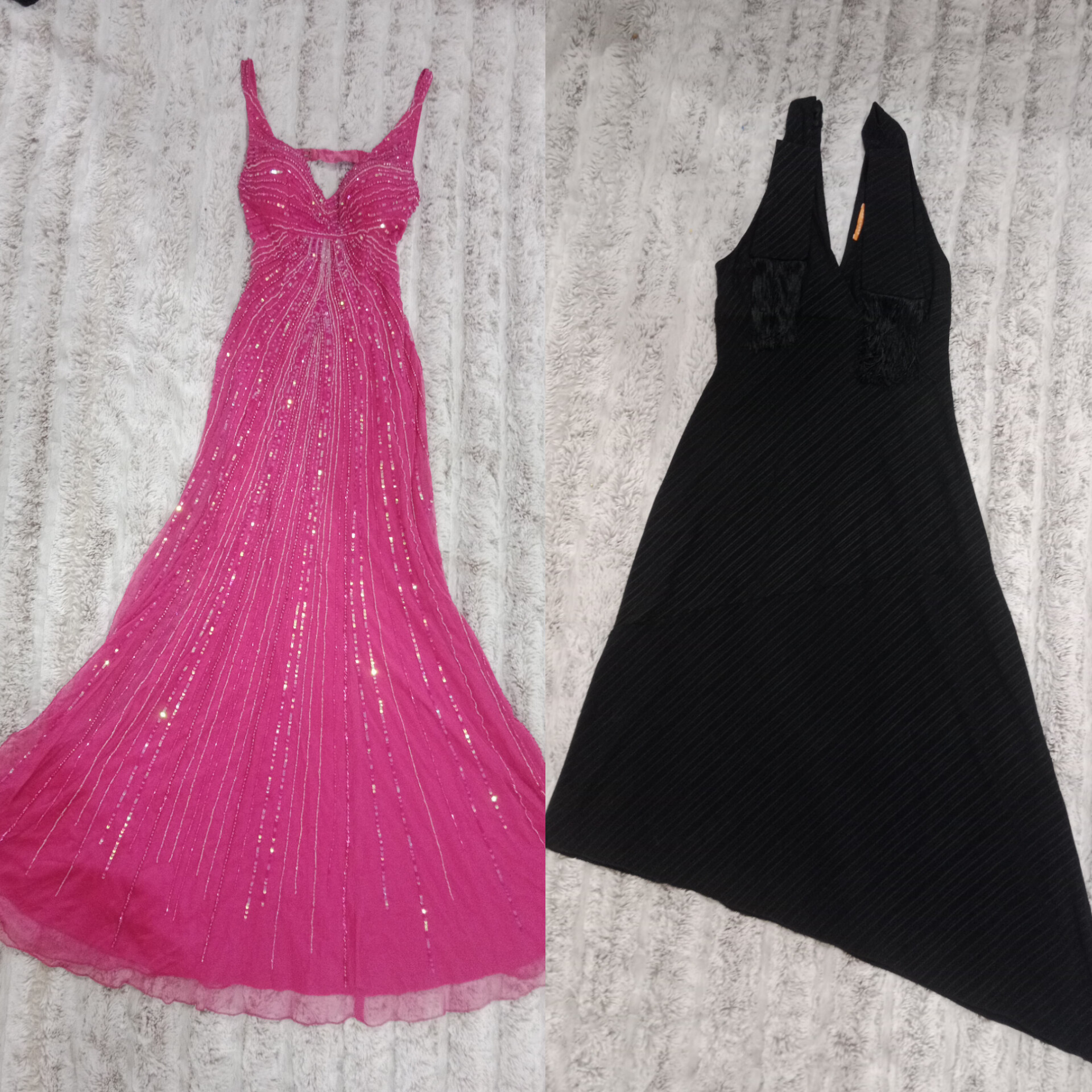 Y2K Perlen & dunkel gefärbtes Kleid