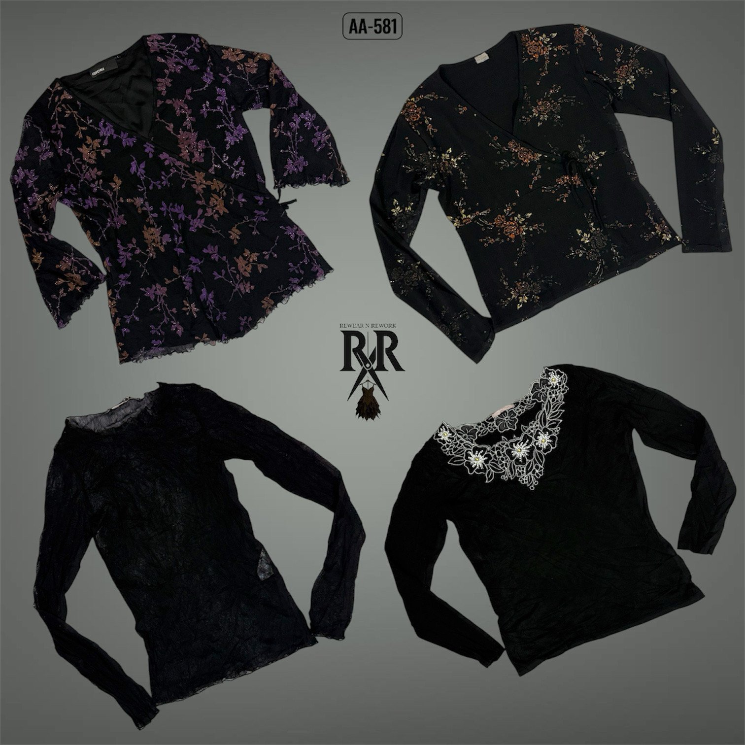 Y2K The Black Rave Full Sleeve Tops (AA-581)