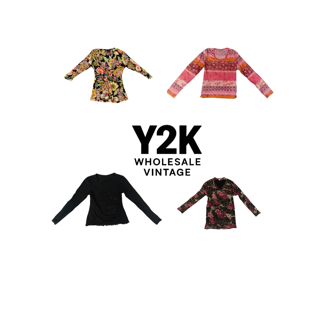 Y2K Europäisches Mesh Langarmoberteil (YWV55)