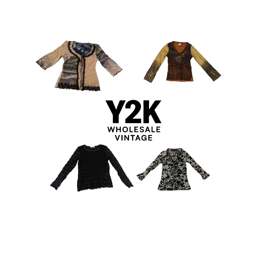 Y2K European Mesh Long sleeve Tops (YWV58)