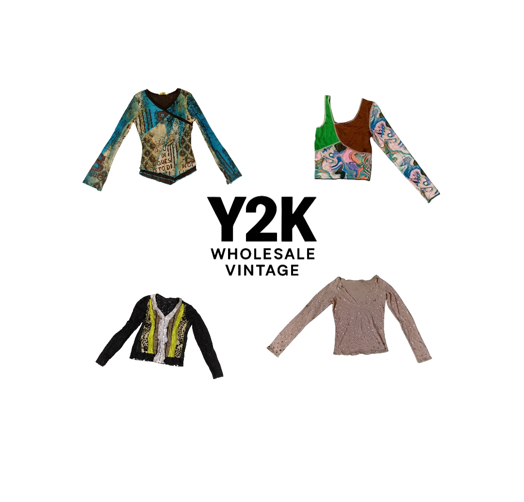 Y2K European Mesh Langarm-Tops (YWV59)