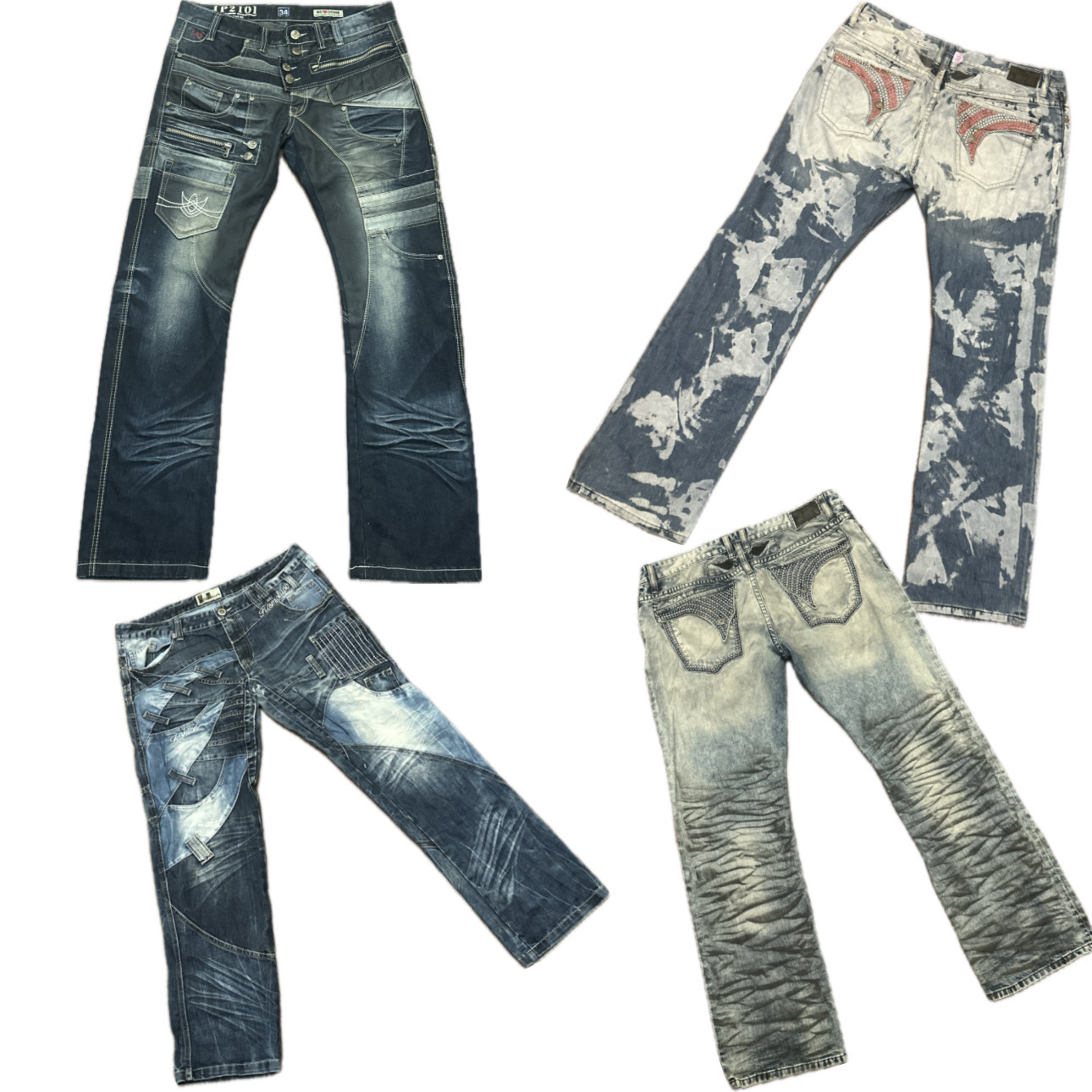 Japanisch bestickte & verzierte (Hintertasche) Jeans