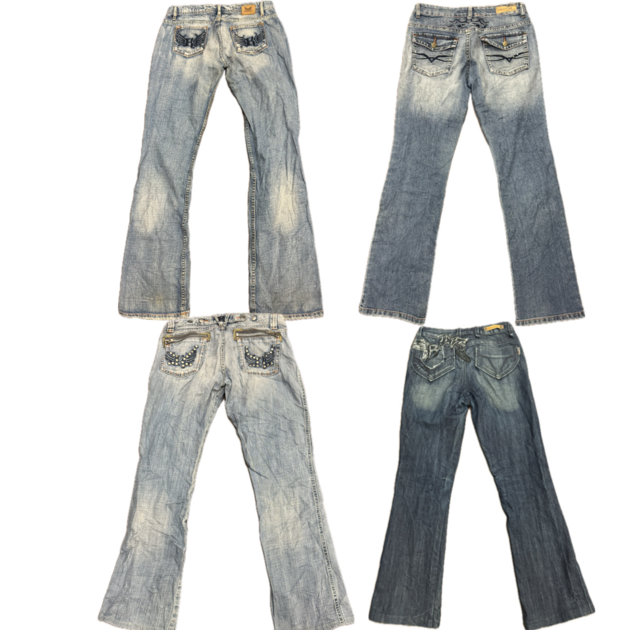 2000er Jahre: Y2k verzierte Schlaghosen (hintere Tasche)