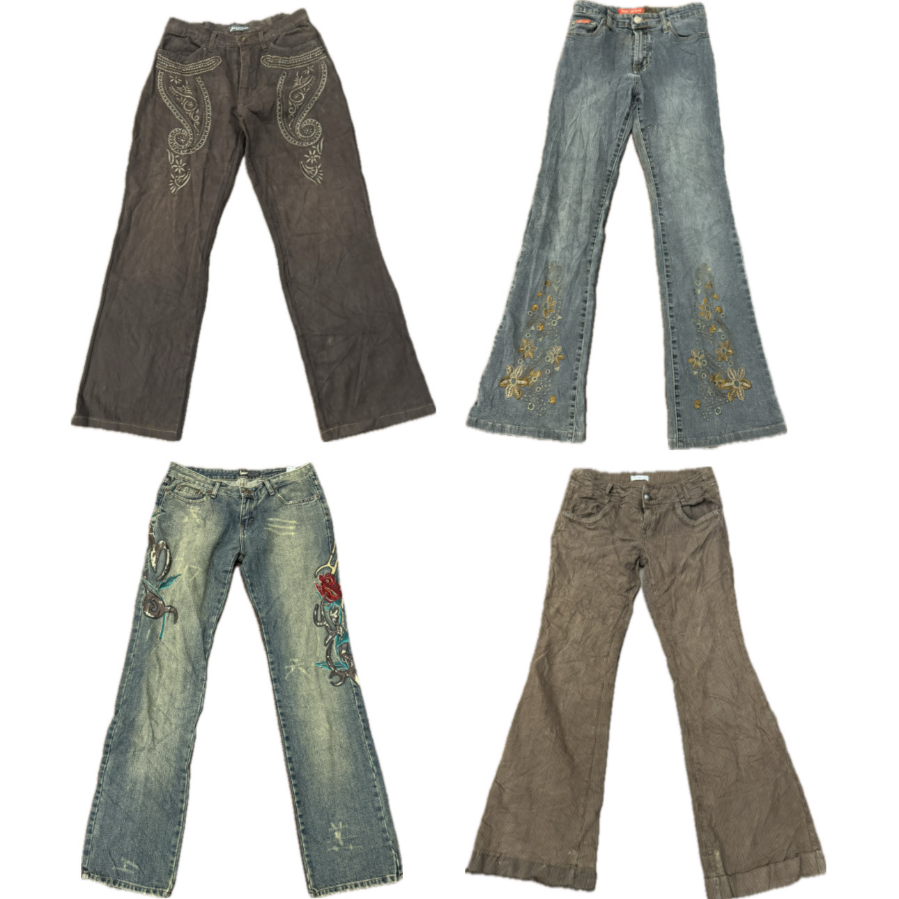 Verspielte einzigartige Y2k Schlaghosen (dunkle Waschungen)