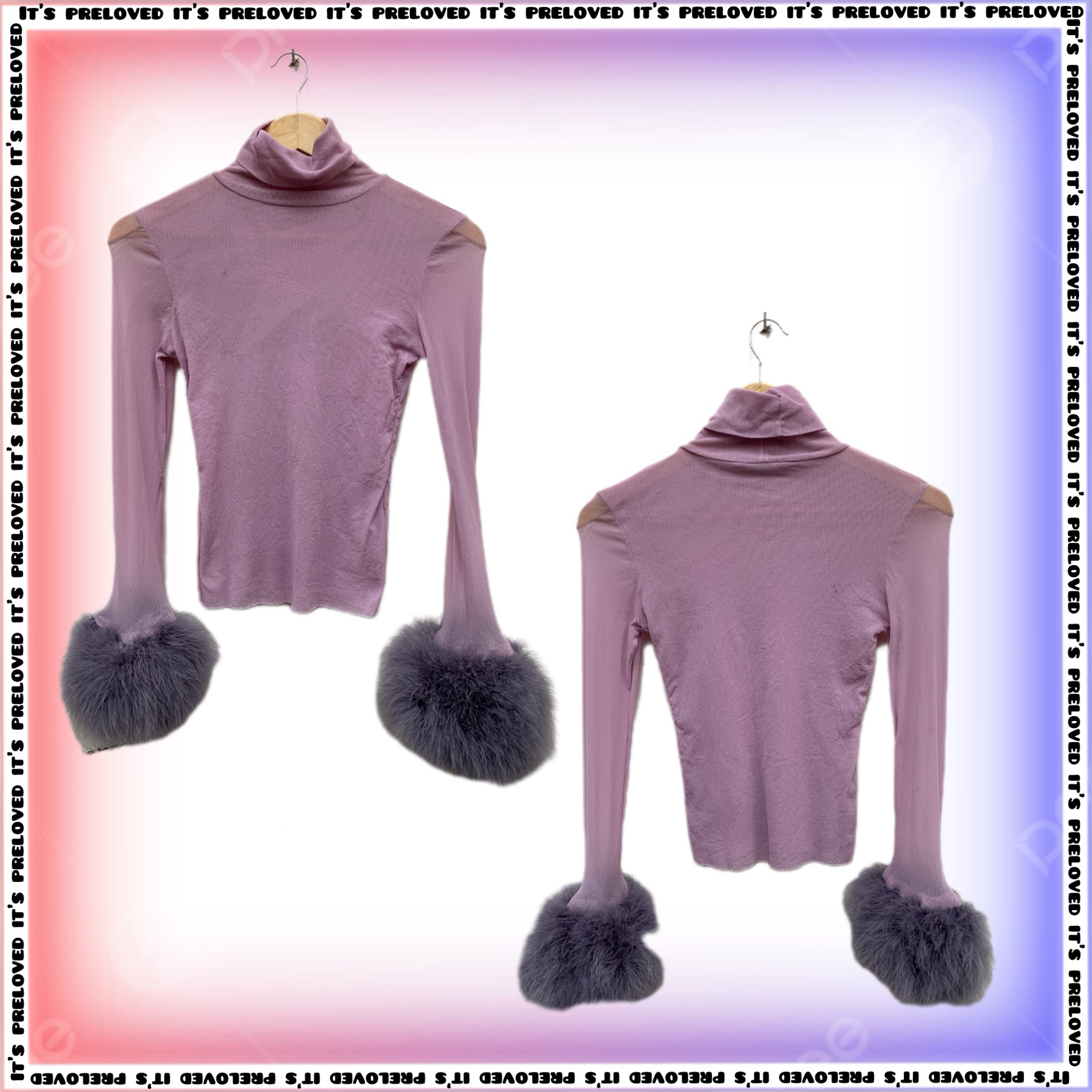 Maglione con collo alto in rete riciclata e pelliccia sintetica