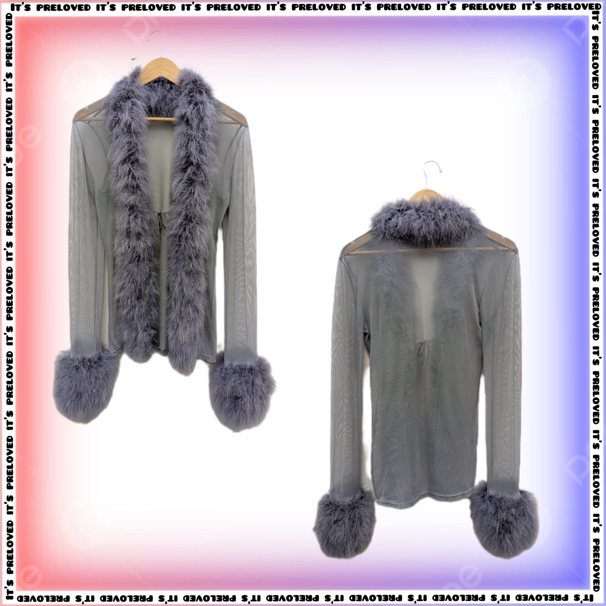 T-shirt en maille upcyclé avec devant en fausse fourrure et détails aux poignets