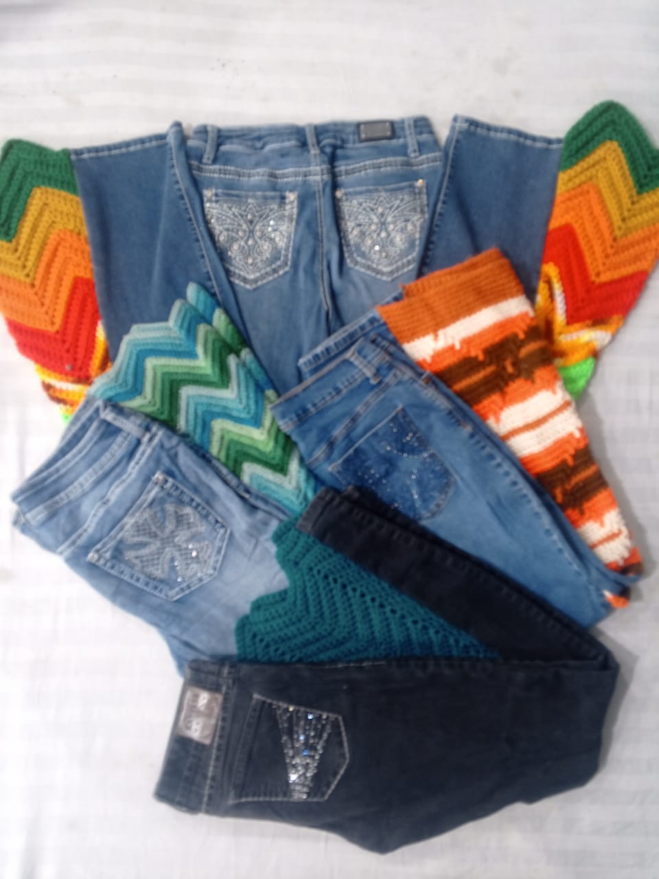 CR5673 Calças Flare Recicladas Mix