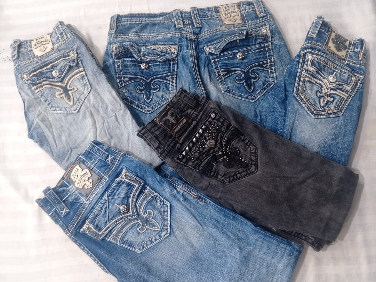 CR5674 Rock Revival Calças Jeans Masculinas Mix