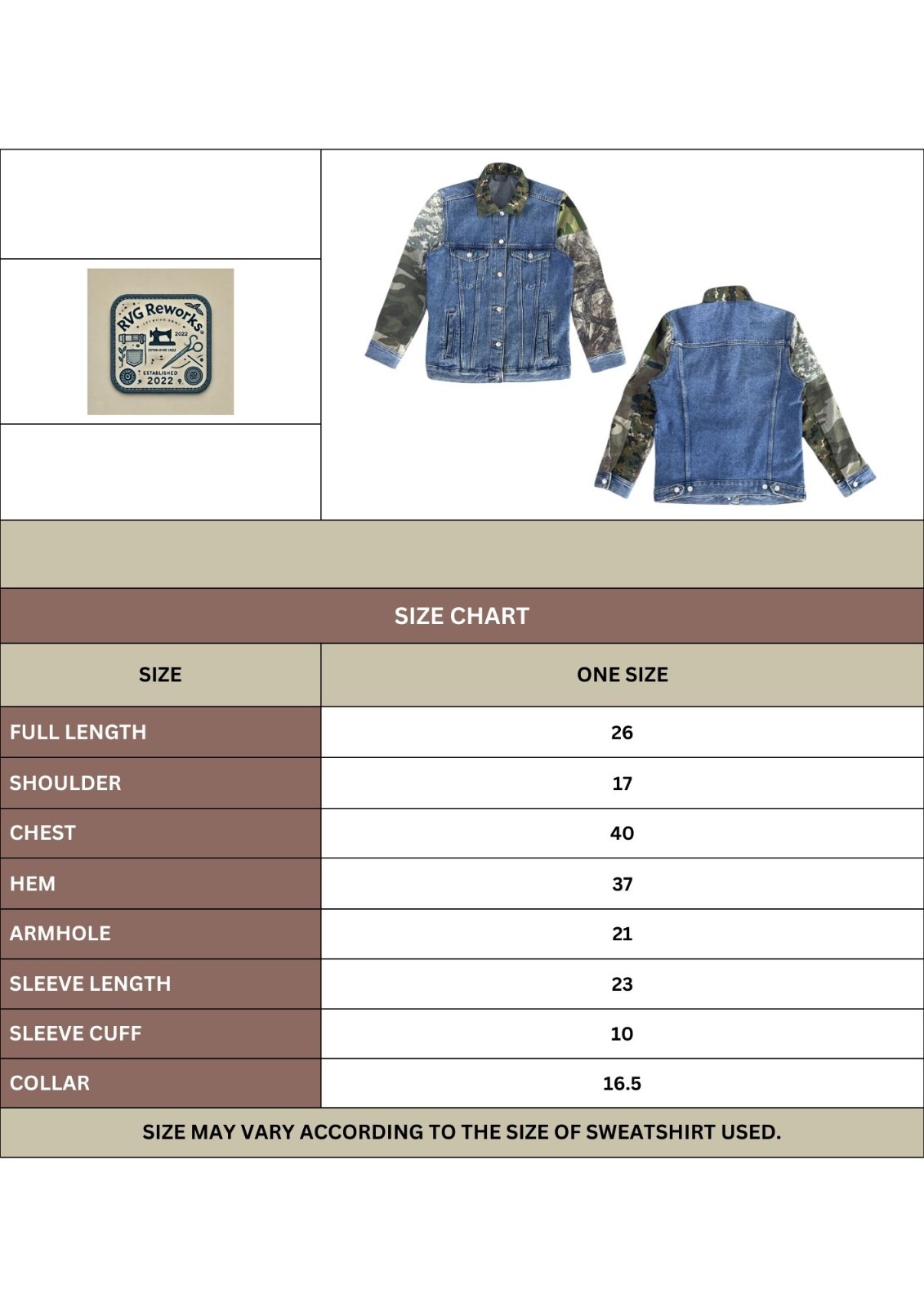 Veste en denim patchwork camo upcyclée