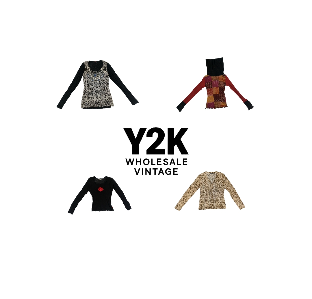 Y2K European Mesh Long sleeve Tops (YWV64)