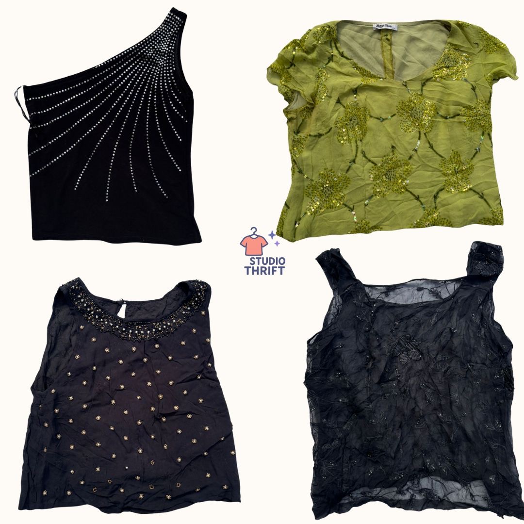 Y2K Beaded Sequin Rhinestone Tank Tops Bundle(TT-005)