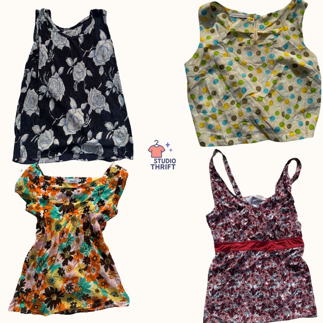 Y2K Floral & Polka Dot Print Tank Tops Bundle (TT-006)