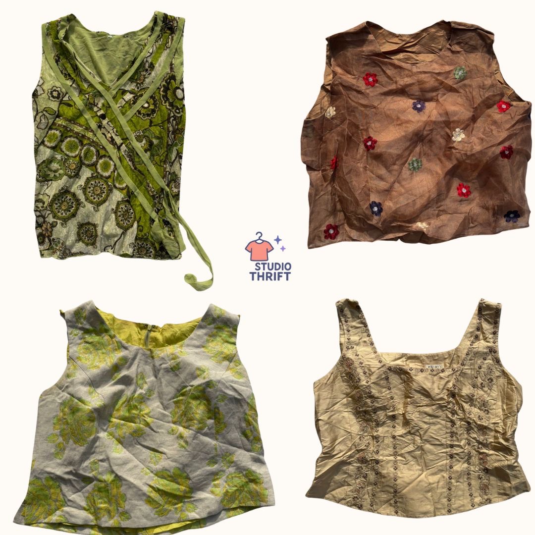 Y2K Boho Tank Tops Bundle: Embroidered, Beaded & Sequin Details(TT-007)